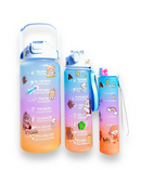 Kit 3 Garrafa para Academia Motivacional Fitness 2L, 900ml e 300ml