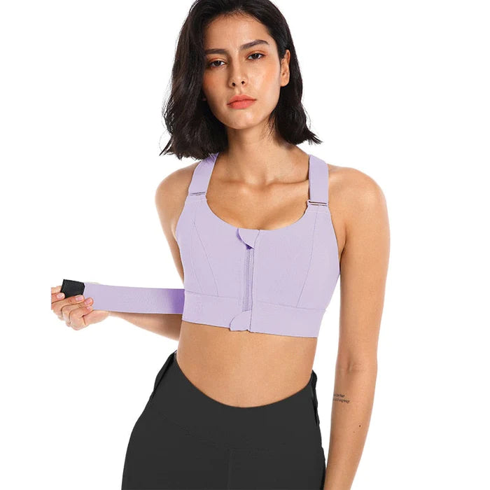 FitFLex - Top de Alta Sustentação com Zíper e Bojo Ideal Para Academia