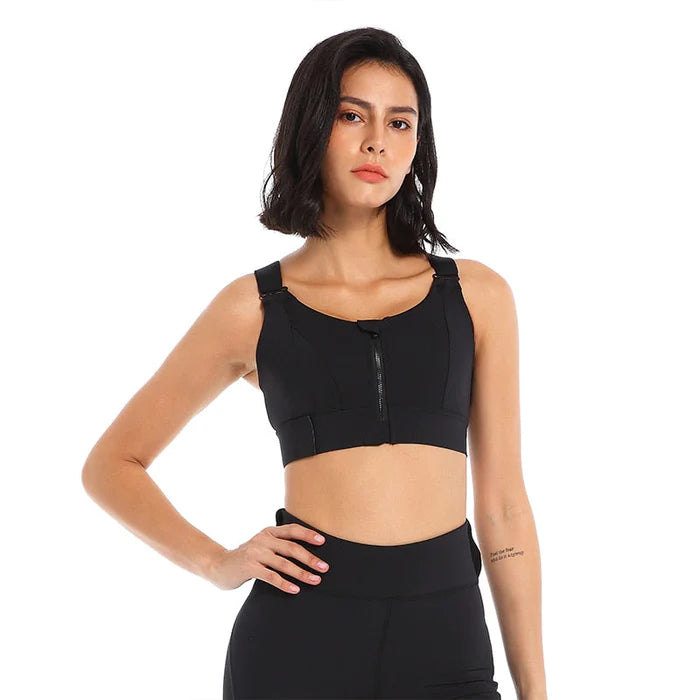 FitFLex - Top de Alta Sustentação com Zíper e Bojo Ideal Para Academia