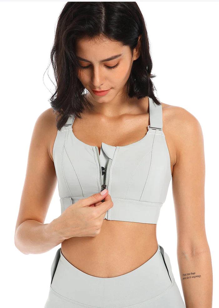 FitFLex - Top de Alta Sustentação com Zíper e Bojo Ideal Para Academia